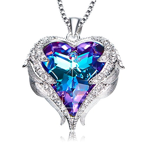 Product Cover NEWNOVE Heart of Ocean Pendant Necklaces for Women Made with Swarovski Crystals (Purple Swarovski Crystals)