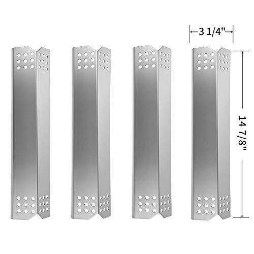 Product Cover SHINESTAR Grill Heat Shield Plate Tent Replacement for Master Forge 1010037, 4-Pack 14 7/8 inch Stainless Steel Grill Replacement Parts, Barbecue Flame Tamer BBQ Burner Cover Heat Deflector(SS-HP020)