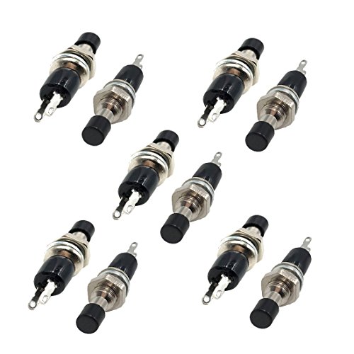 Product Cover 10 Pcs Black Cap SPST Momentary Mini Push Button Switch (Normally Open)