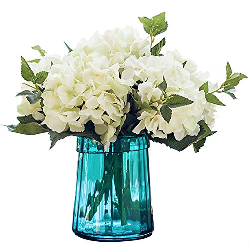 Product Cover Felice Arts Pack of 3 Artificial Hydrangea Flowers Fake Silk Bouquet Flower for Home Wedding Decor, (White)