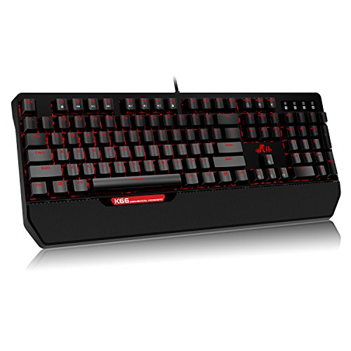 Product Cover Rii Keyboard Mechanical, Gaming with USB Cable K66, 104 Keys with Red Switches, and LED Backlit,(5 Lights Effects + 3 Macros), Anti-Ghosting Programmable Gaming Keyboard
