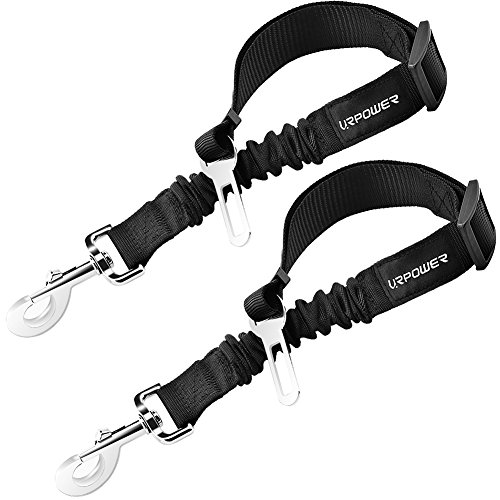 Product Cover URPOWER Upgraded Dog Seat Belt 2 Pack Dog Car Seatbelts Adjustable Pet Seat Belt for Vehicle Nylon Pet Safety Seat Belts Heavy Duty & Elastic & Durable Car Seat Belt for Dogs, Cats and Pets