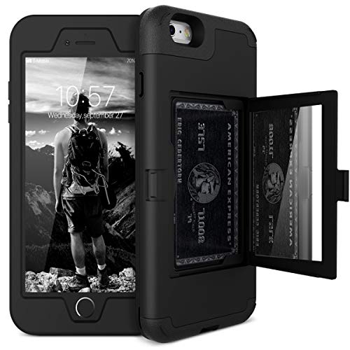 Product Cover iPhone 6 Plus / 6s Plus Wallet Case - WeLoveCase Defender Wallet Case with Hidden Back Mirror and Card Holder Heavy Duty Protection Shockproof Armor Protective Case for iPhone 6S Plus - Black