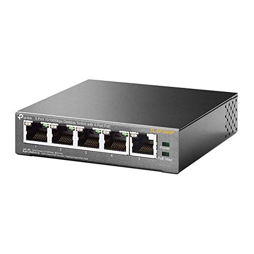 Product Cover TP-Link 5 Port PoE Switch | Fast Ethernet Unmanaged | 4 PoE Port 57W | 802.3af Compliant | Shielded Ports |Traffic Optimization | Plug and Play | Sturdy Metal (TL-SF1005P)