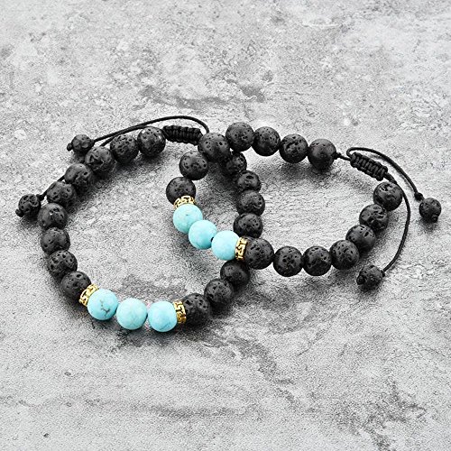 Product Cover Mystiqs Kids and Adult Adjustable Matching Lava Rock Beaded Stone Bracelets Essential Oil Diffuser for Aromatherapy Ideal for Anti-Stress or Anti-Anxiety