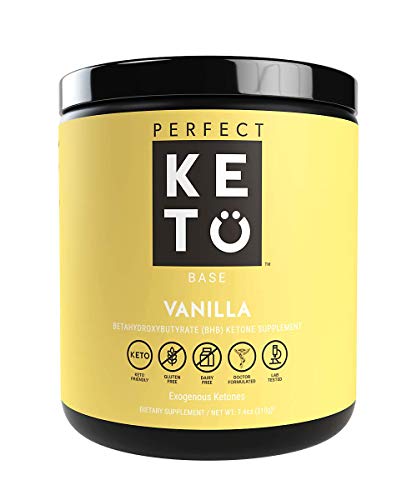 Product Cover Perfect Keto Exogenous Ketones: Base BHB Salts Supplement. Ketones for Ketogenic Diet Best to Support Weight Management & Energy, Focus and Ketosis Beta-Hydroxybutyrate BHB Salt (Vanilla)