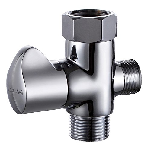 Product Cover Luxe Bidet Metal T-adapter with Shut-off Valve, Winged 3-way Tee Connector, Chrome Finish, for Luxe Neo Bidets
