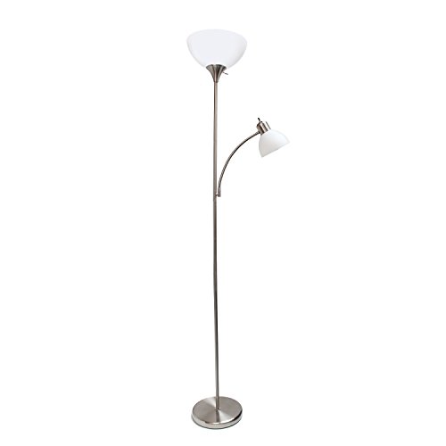 Product Cover Simple Designs Home LF2000-BSN Simple Designs, Brushed Nickel Floor Lamp with Reading Light