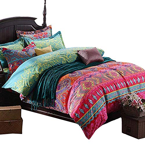 Product Cover FADFAY Ethnic Style Bedding Sets, Morocco Bedding, American Country Style Bedding, Bohemian Style Bedding, Boho Duvet Cover, Queen King Size (King) 4Pcs