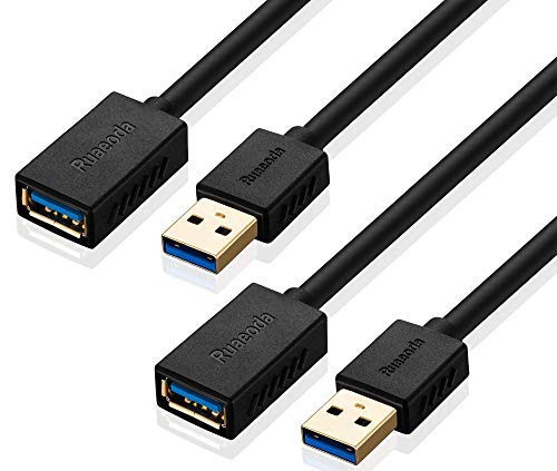 Product Cover USB 3.0 Extension Cable 2ft,Ruaeoda 2 Pack USB Cable SuperSpeed Type A Male to Female USB Extension Cord for Playstation,Xbox,USB Flash Drive, Card Reader,Hard,Drive,Keyboard,Printer,Camera