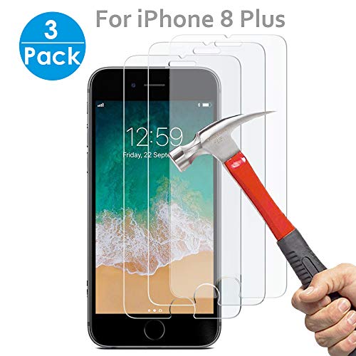 Product Cover 3Pack SEGMOI Tempered Glass Screen Protector 9H Hardness HD Clear Film with Retail Gift Package (for Apple iPhone 8 Plus)