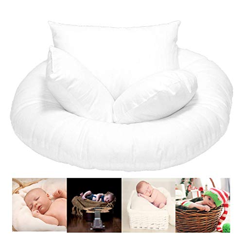 Product Cover Newborn Photography Props for Baby Girls and Baby Boys - Donut Pillow for Baby Basket, Half Boudoir Pillow, Micro Boudoir Pillow, and Round Pillow - Soft and Comfortable Infant Pillow Prop