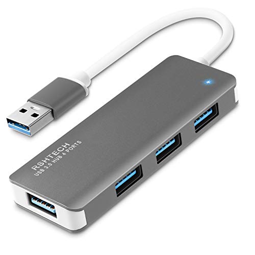 Product Cover RSHTECH USB 3.0 Hub 4-Port Ultra Slim Aluminum Data Hub Portable USB Splitter (Grey)