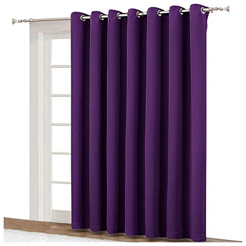 Product Cover NICETOWN Insulated Sliding Door Curtain - Wide Thermal Blackout Patio Door Curtain Panel, Sliding Door Drapes/Draperies with Grommet Top (Royal Purple, W100 x L84)