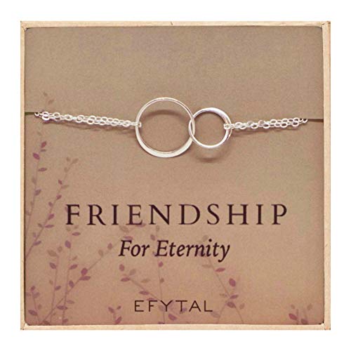 Product Cover EFYTAL Sterling Silver Friendship for Eternity Bracelet, Two Interlocking Infinity Circles Gift for Best Friend