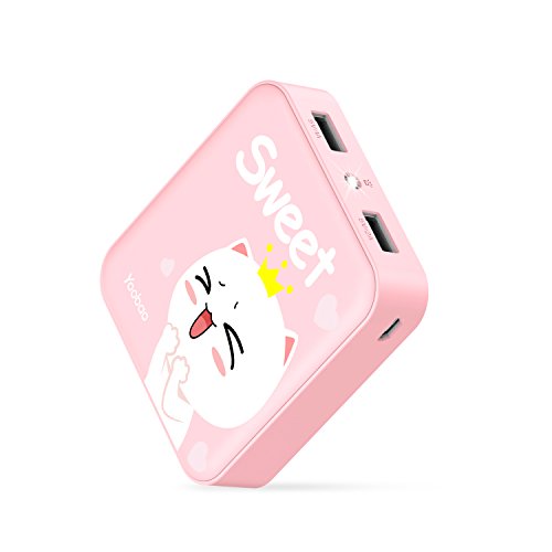 Product Cover Yoobao Portable Charger 10000mAh Power Bank External Battery Pack Powerbank Cell Phone Battery Backup Charger with Dual USB Output Comaptible Cellphone Smartphones - Pink Sweet