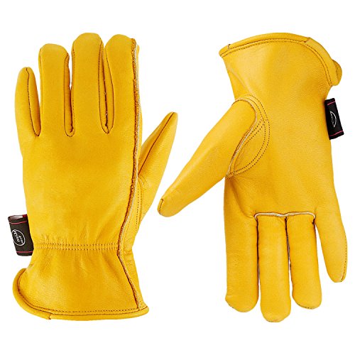 Product Cover KIM YUAN Leather Work Gloves for Gardening/Cutting/Construction/Farm/Motorcycle, Men & Women, with Elastic Wrist, X-Large