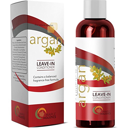 Product Cover Moroccan Argan Oil Leave in Conditioner for Dry Hair Promotes Hair Growth Natural Hair Care Shine Enhancer and Hair Strengthener for Men and Women with Aloe Keratin Protein 18 Silks and Coconut Oil