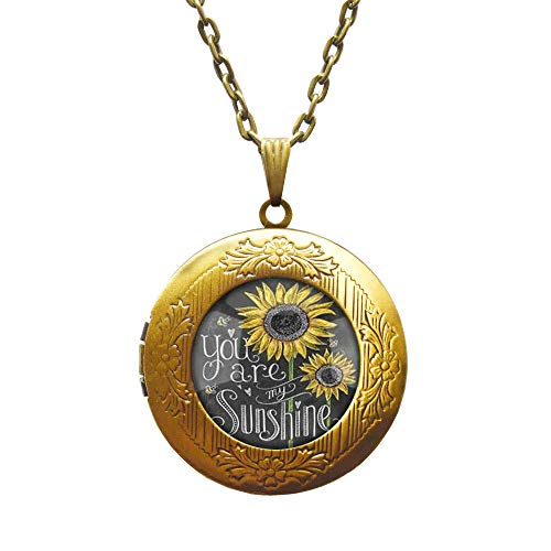 Product Cover Sunflower Locket Necklace SMALL Sunflower Jewelry Sunflower Locket Pendant Silver Sunflower Charm Flower Locket Necklace Bridesmaid Locket Necklace Flower Girl Gift,AE0107