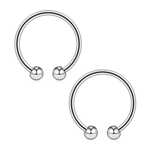 Product Cover Ruifan 2PCS 316L Surgical Steel Non-Piercing Fake Faux Clip On Septum Nose Hoop Ring Body Jewelry Piercing Unisex 20 Gauge 5/16