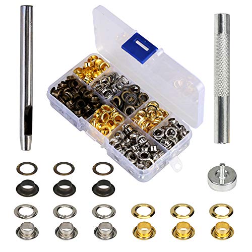 Product Cover MEZOOM Grommet Kit 200 Set 1/4 Inch Inside Diameter Grommet Setting Tool Metal Eyelets with Storage Box for Shoe Clothes Leather Crafts,DIY Projects