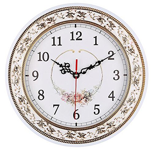 Product Cover Tebery Silent Modern Quartz Flower Design Decorative Wall Clock Non-Ticking Digital 11-Inch Clock (White)