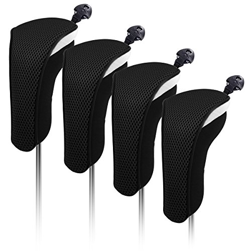 Product Cover 4X Thick Neoprene Hybrid Golf Club Head Cover Headcovers with Interchangeable Number Tags (Black)