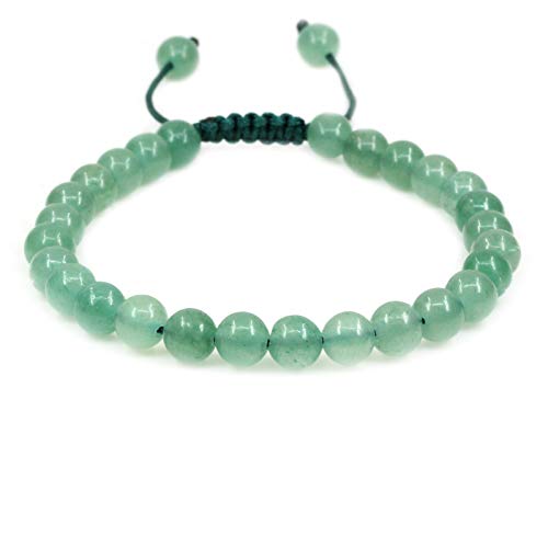 Product Cover Natural Green Aventurine Gemstone 6mm Round Beads Adjustable Bracelet 7