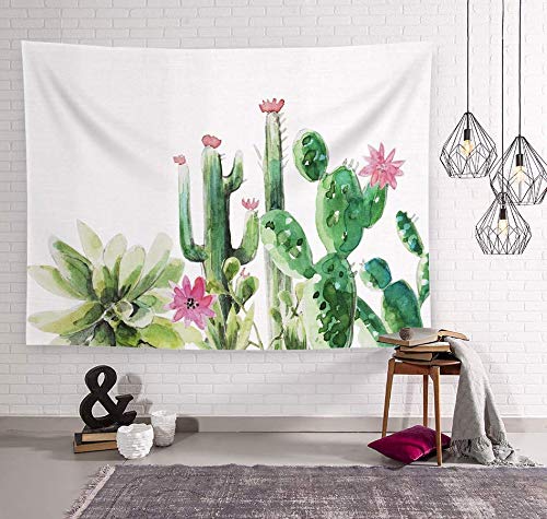 Product Cover MelonLuchi Cactus Watercolor Landscape Succulent Wall Tapestry for Living Room Bedroom Dorm Home Decor (50