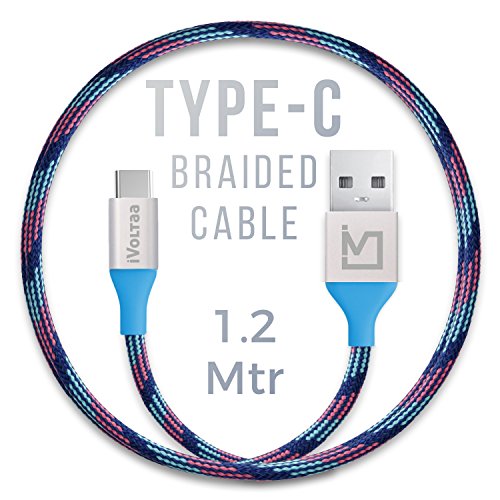 Product Cover iVoltaa Pixie Type-C to USB 2.0 Braided Cable - 4 Feet (1.2 Meter) - Kyber Blue