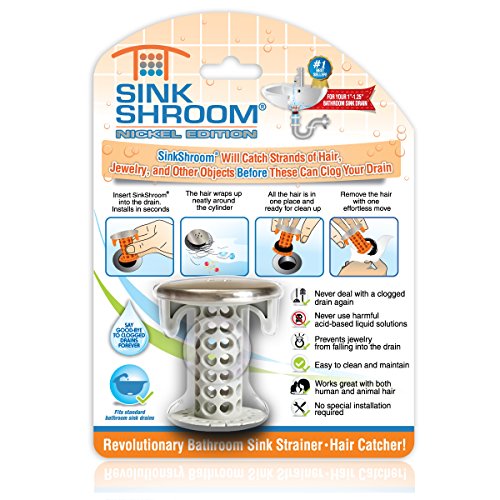 Product Cover SinkShroom Nickel Edition Revolutionary Bathroom Sink Drain Protector Hair Catcher, Strainer, Snare