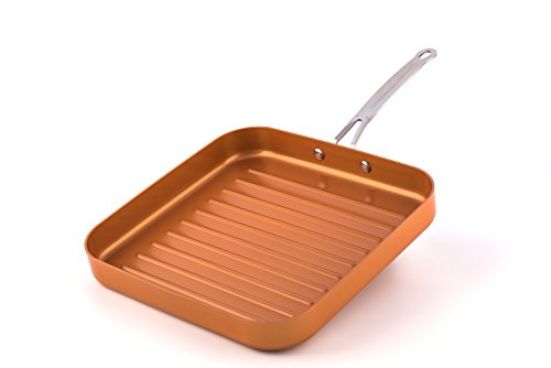 Product Cover MasterPan Copper tone 11-inch Ceramic Non-stick Square grill pan