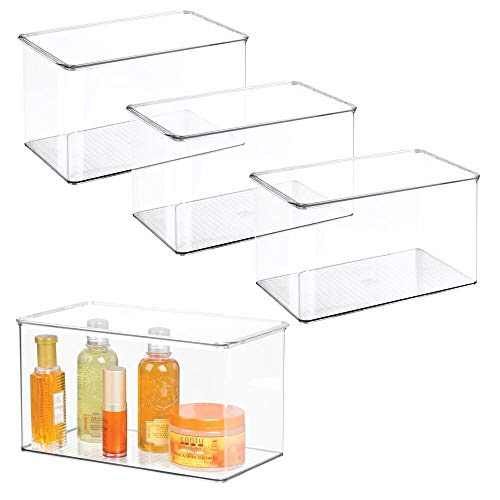 Product Cover mDesign Stackable Bathroom Storage Bin Box with Lid - Container for Organizing Hand Soaps, Body Wash, Shampoos, Conditioners, Hand Towels, Hair Accessories, Body Spray - 7