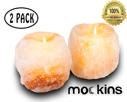 Product Cover Mockins 2.5 lbs 2 Pack Natural Himalayan Salt Tea Light Candles Holders | Great Room Decor