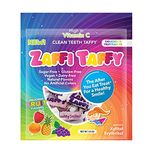 Product Cover Zollipops Clean Teeth Taffy | Anti-Cavity Candy, Sugar Free Taffy with Xylitol for a Healthy Smile - Great for Kids, Diabetics and Keto Diet (Natural Fruit, 3 oz)