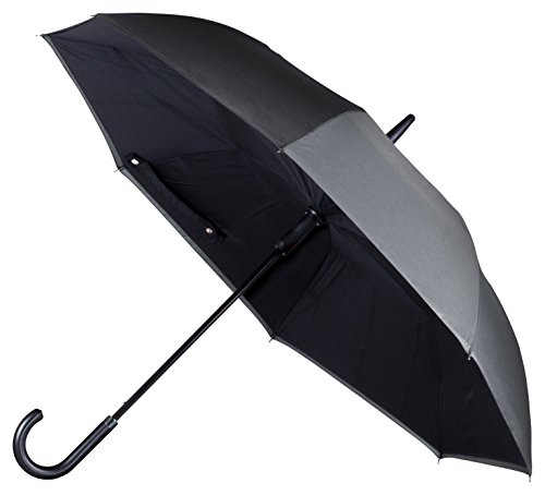 Product Cover ANYWEATHER-Reversible Inverted Automatic Open Umbrella Leather J Handle, Large, Charcoal Grey