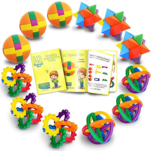 Product Cover Fun Puzzle Balls with Free Colorful Instruction Guide by Gamie - Party Games - Fidget Brain Teaser Puzzles - Includes 12 Fun and Challenging Puzzle Balls - Great Educational Toy for Kids