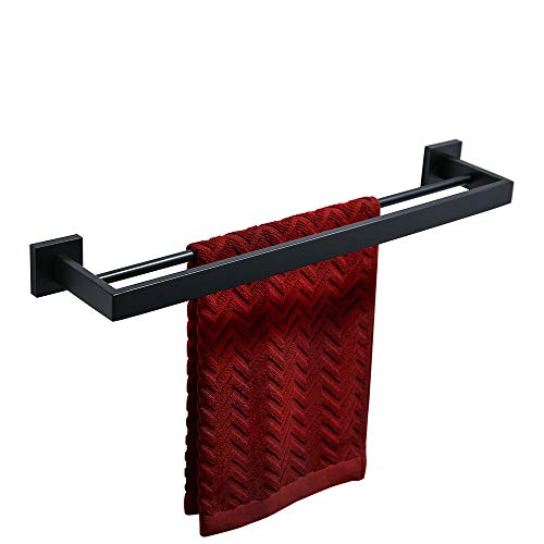 Product Cover TURS Double Towel Bar Bathroom Shower Organization Bath Dual Towel Hanger Holder, Black SUS 304 Stainless Steel