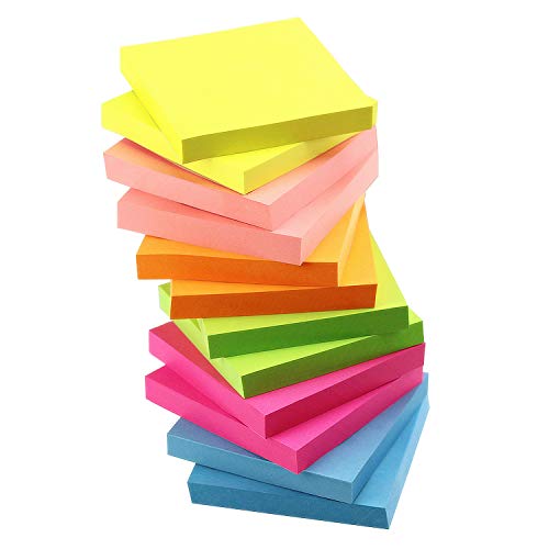 Product Cover Early Buy 6 Bright Color Self-Stick Notes Sticky Notes 12 Pads/Pack 100 Sheets/Pad Sticky Notes 3 X 3 Inches Box Packing - Quality Improved