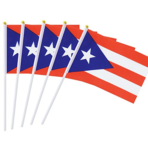 Product Cover Hand Held Mini Flag Puerto Rico Flag Puerto Rican Flag Stick Flag 50 Pack Round Top National Country Flags, Party Decorations Supplies For Parades,World Cup,Sports Events,International Festival