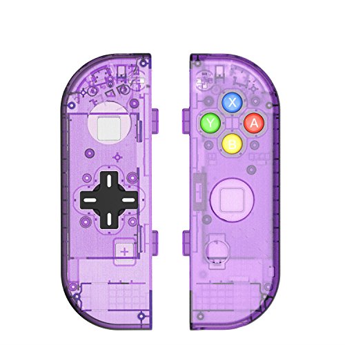Product Cover BASSTOP Translucent NS Joycon Handheld Controller Housing with D-Pad Button DIY Replacement Shell Case for Nintendo Switch Joy-Con (L/R) Without Electronics (Joycon D-Pad-Atomic Purple)