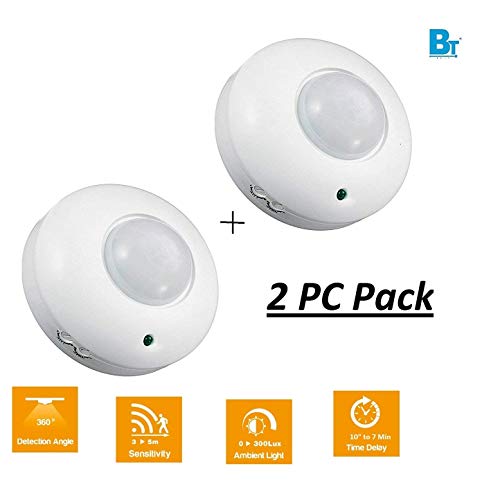 Product Cover (2 Pic Pack) Blackt Electrotech: 360 Degree PIR Motion Sensor with Light Sensor, Energy Saving Motion Detector Switch with 18 Months Warranty (Ceiling Mounted)