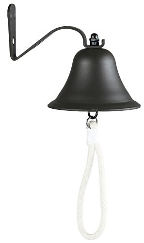 Product Cover Upstreet Outdoor Dinner Bells Made of Black Cast Iron | Bracket Mounts Bell to Both Indoor Outdoor Wall Surfaces (Black, 6)