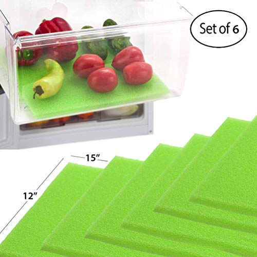 Product Cover Dualplex Fruit & Veggie Life Extender Liner for Fridge Refrigerator Drawers, 12 x 15 Inches (6 Pack) - Extends The Life of Your Produce & Prevents Spoilage