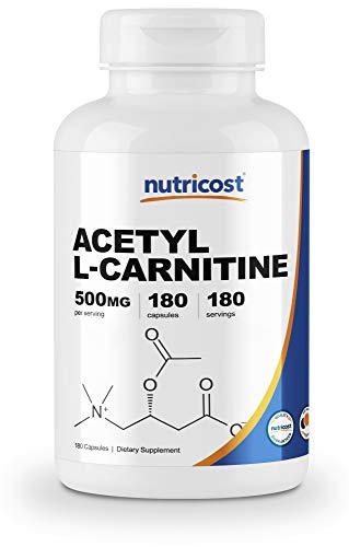 Product Cover Nutricost Acetyl L-Carnitine 500mg, 180 Capsules - Non-GMO and Gluten Free