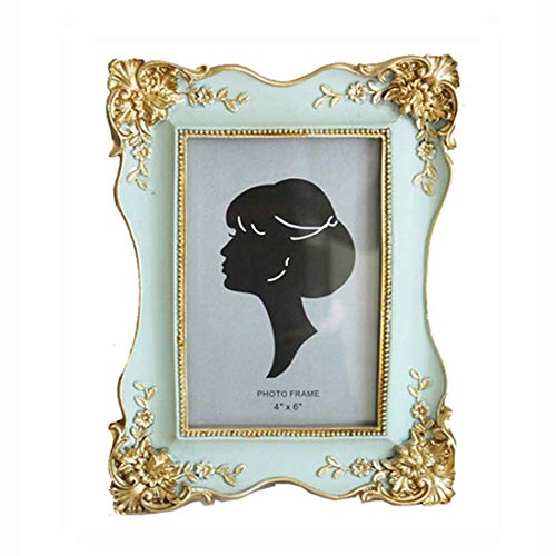 Product Cover SIKOO Vintage Picture Frame 4x6 Antique Tabletop Wall Hanging Photo Frame with Glass Front for Home Decor (Green)