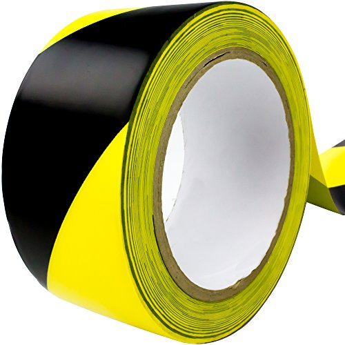 Product Cover Double-Roll of Ultra-Adhesive, Black & Yellow Hazard Tape for Floor Marking. Mark Floors & Watch Your Step Areas for Safety with High-Visibility, Anti-Scuff, Striped PVC Vinyl by Nova Supply