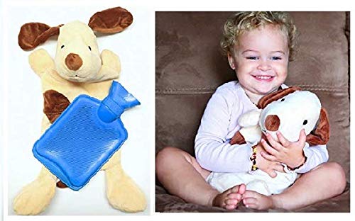 Product Cover Hot Water Bottle Blue with Pup Cover Classic Rubber Hot Water Bag with Dog Cover to Sooth Aches, Pains and Keep Warm on Chilly Nights