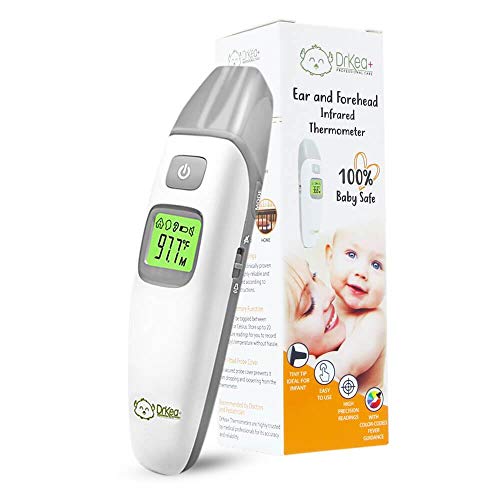 Product Cover Baby Thermometer - Forehead and Ear Thermometer for Fever by DrKea - Accurate Dual Mode Professional Medical Body Fever Thermometers for Baby, Kid and Adult | Clinical Thermometer