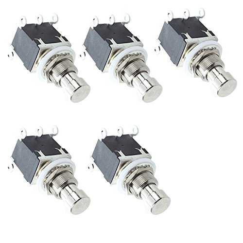 Product Cover ESUPPORT 6Pin DPDT Latching Stomp Foot Switch Pedal Guitar Push Button Metal True Bypass AC 250V/2A 125V/4A Pack of 5